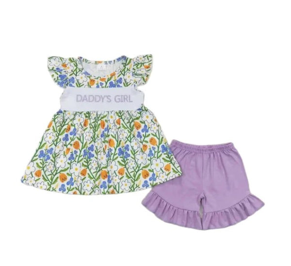 LL Daddy's Girl Floral Floral Sleeveless Shirt and Shorts