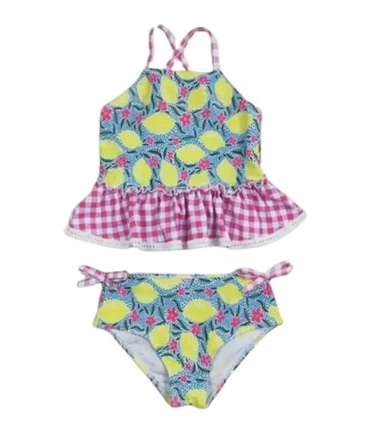 Lemon Plaid Ruffle Colorful Bathing Suit - Kids Clothes