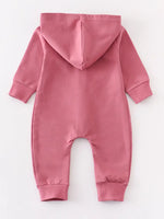 AC Pink Button Down Baby Hoodie Romper