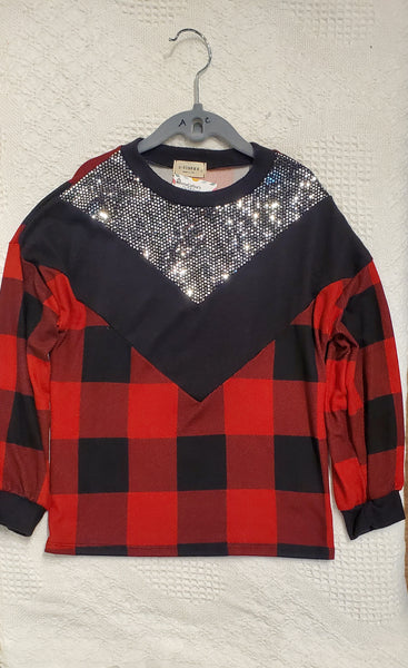 AC Red Plaid Sparkle Sweater