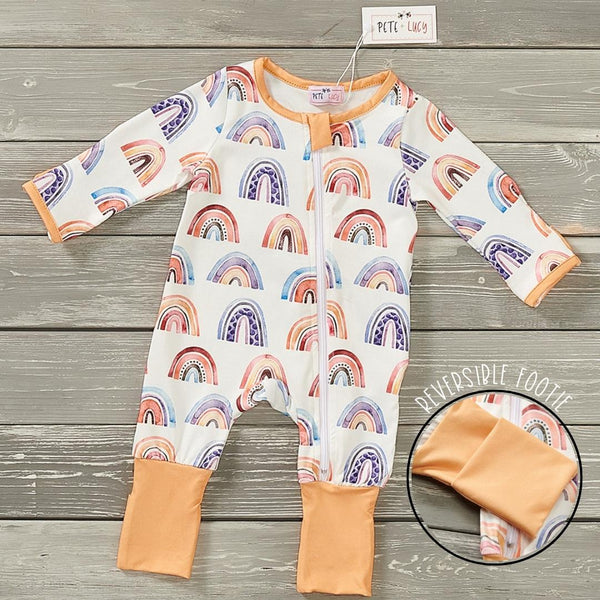 Pre-Order AC Watercolor Rainbows Unisex Zip-Up Infant Romper