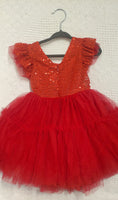 AC Sparkly Red Chiffon Dress