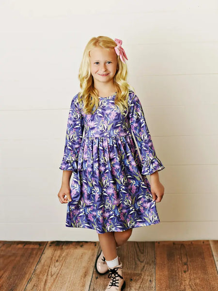 AC Claire Lavender Floral Twirl Dress