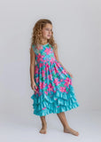 LL Kids Pink Blue Tropical Dress