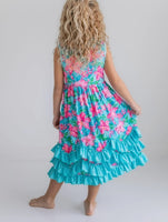 LL Kids Pink Blue Tropical Dress