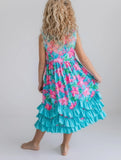 LL Kids Pink Blue Tropical Dress