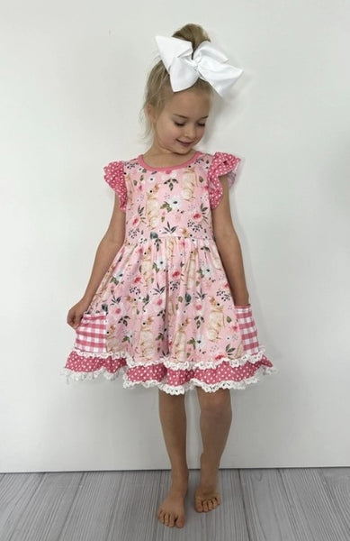 Coral Rabbit Easter Dress