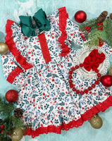 AC Holly & Berries Lace Trim Dress