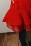 AC Kids Red Cable knit & Sheer Skirted Tunic