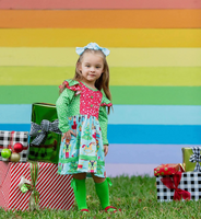 AC Nutcracker Polka Dot Ruffle Shoulder Dress