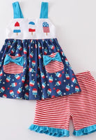 PATRIOTIC POPSICLE EMBROIDERY GIRL SET