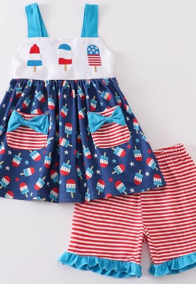 PATRIOTIC POPSICLE EMBROIDERY GIRL SET