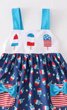 PATRIOTIC POPSICLE EMBROIDERY STRAP DRESS