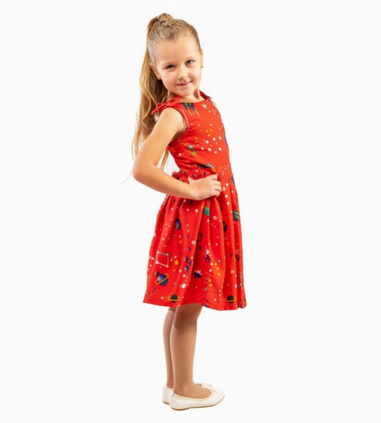 LL Shoulder Bow Dress - Galaxy Red