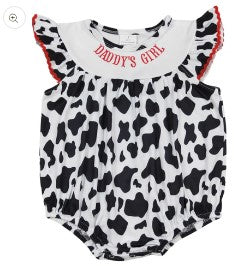 LL Summer Southwest Baby Romper Daddy's Girl Cow Print Bubble - Kids Clothes