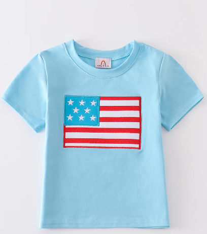 PATRIOTIC FLAG APPLIQUE BOY TOP
