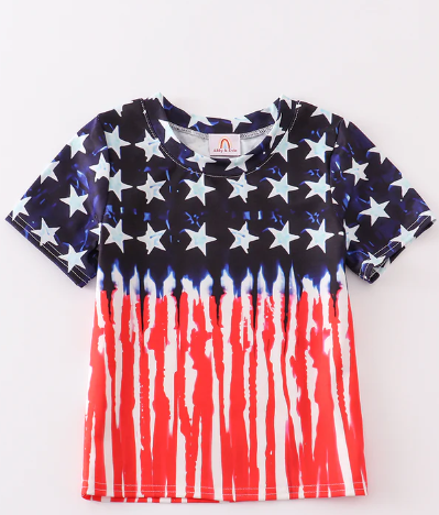 PATRIOTIC FLAG PRINT BOY TOP