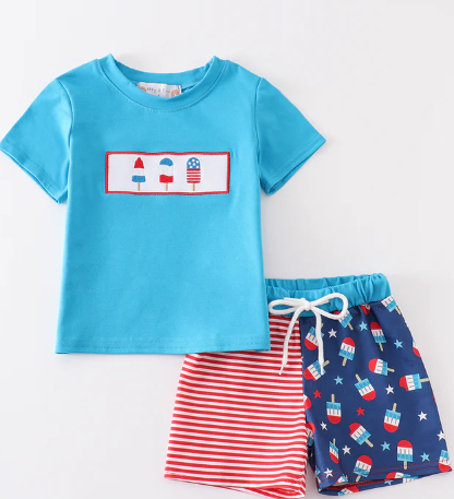 LL PATRIOTIC POPSICLE EMBROIDERY BOY SET