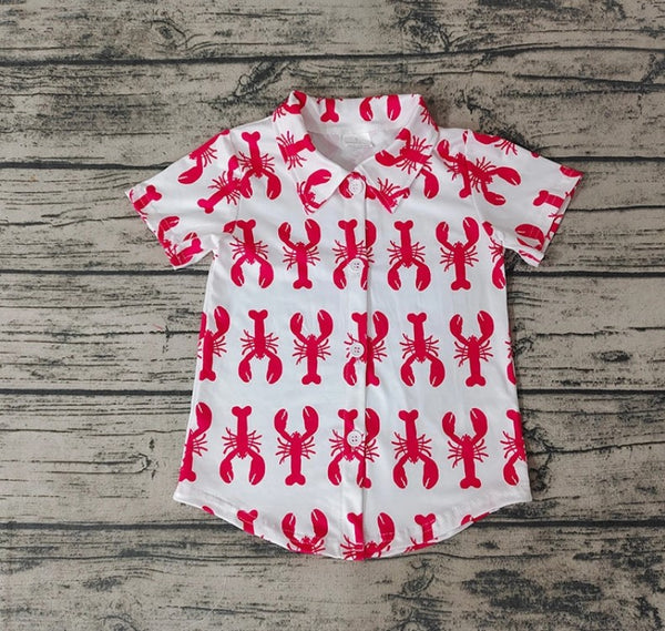 Baby Boys Lobster Short Sleeve Button Up Shirts