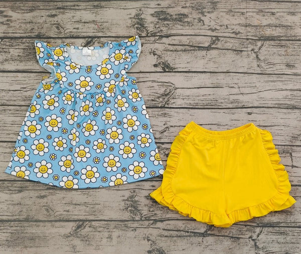 Baby Girls Flowers Tunic Summer Shorts Sets
