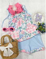 Wildflowers Gingham Pocket Short Set