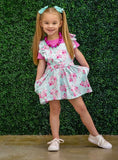 Pink and Blue Flowers and Ruffles Romper