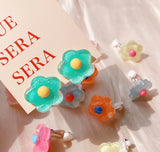 Sun clip flower earrings