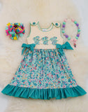 LL Easter Teal Floral Dress