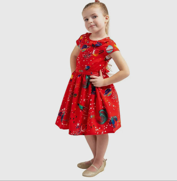 red galaxy dress Space Girl Dress - Galaxy Girl Babydoll Dress in Martian Magma
