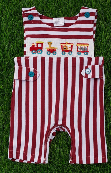 CHOO CHOO TRAIN SMOCKED BABY ROMPER