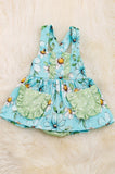 AC Daisy On Blue Floral Printed Baby Dress