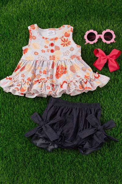 Floral Tunic & Cute Ruffle Shorts.
