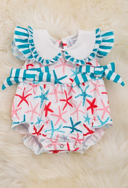 AC Sea Star Printed Baby Romper with Ruffle Hem