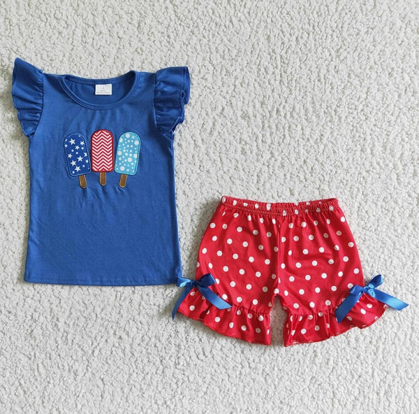 AC Baby Girls 4th of July Popsicle Shorts Sets