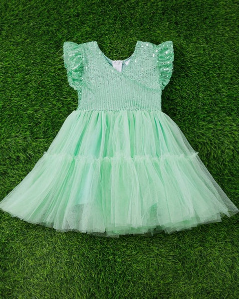 Mint Tulle Dress with Sequins