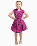 LL Purple Vintage Style Collared Button Down Dresses Galaxy