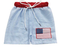 Gingham Flag Boys 4th of July Bathing Suit - Kids Clothes