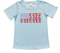 Boys Fish American Flag Coastal Resort Shirt - Kids Clothes