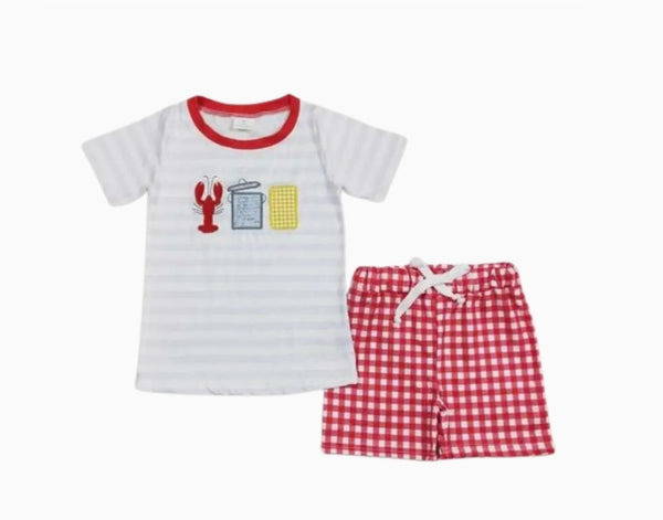 Crawfish Picnic (Boys) Outfit Colorful Short Sleeve Shirt and Shorts - Kids Clothing