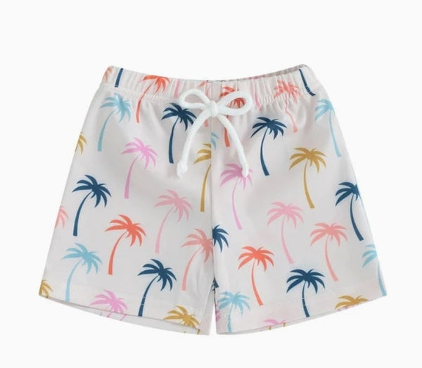 Baby Boys Summer Board Shorts / Swim Shorts (Unlined) - Palm Trees