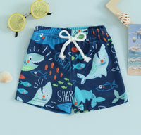 Baby Boys Summer Board Shorts / Swim Shorts (Unlined) - Sharks