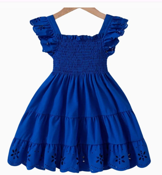 Blue Lace Accent Blue Girls Dress Kids Apparel
