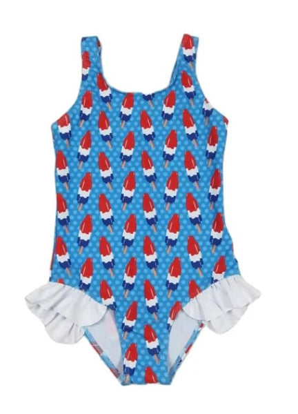 Summer Popsicle Bomb Pop Flutter Outfit Whimsical Bathing Suit - Kids Clothes