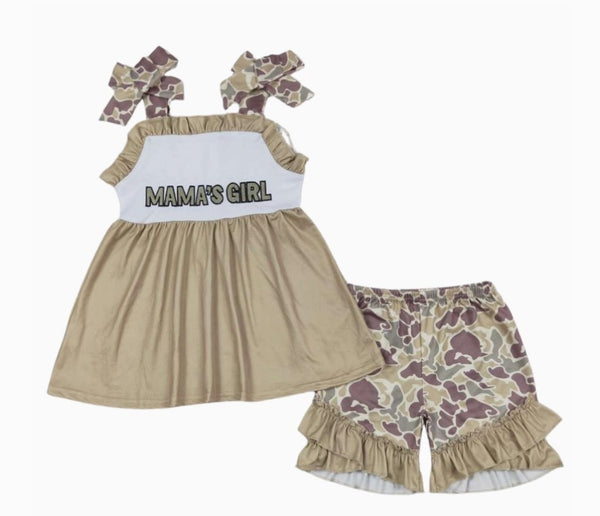 Summer Camo Mama's Girl Outfit Western Sleeveless Shirt and Shorts - Kids Clothes
