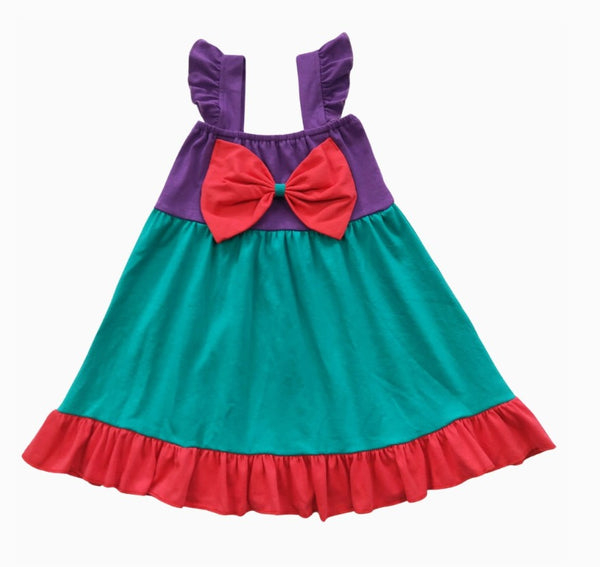 Colorful Dress Multicolor Princess Flutter Sleeve - Kids Clothing
