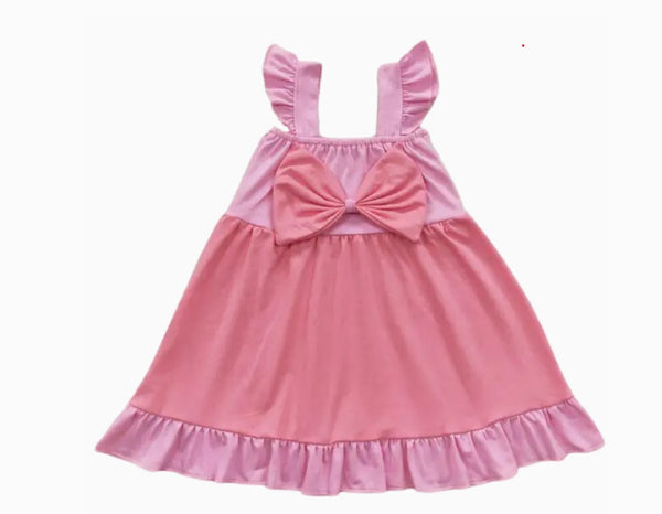 Colorful Dress Pink Princess Flutter Sleeve - Kids Clothing