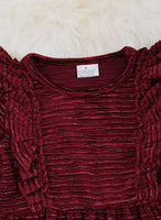 AC Burgundy Ruffle Hem Dress
