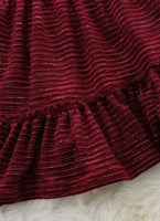 AC Burgundy Ruffle Hem Dress