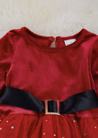 AC Red Soft Velvet with Tulle Dress