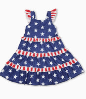 Flutter Sleeves Stars Girls 4th of July Dresses